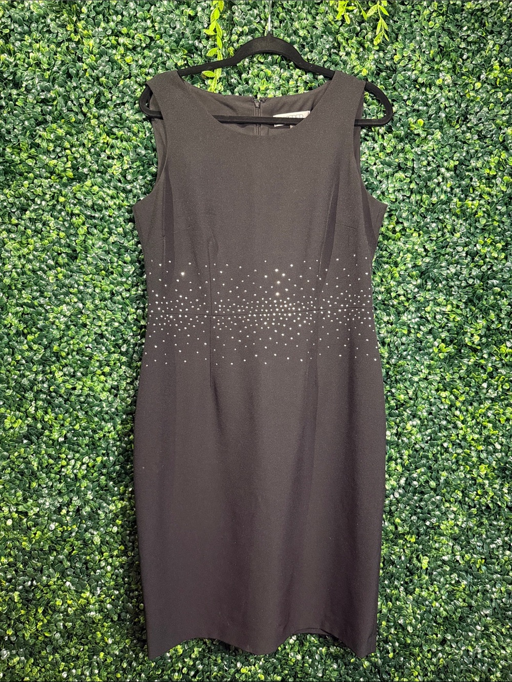 Women's Black Sleeveless Rhinestone Sheath Dress